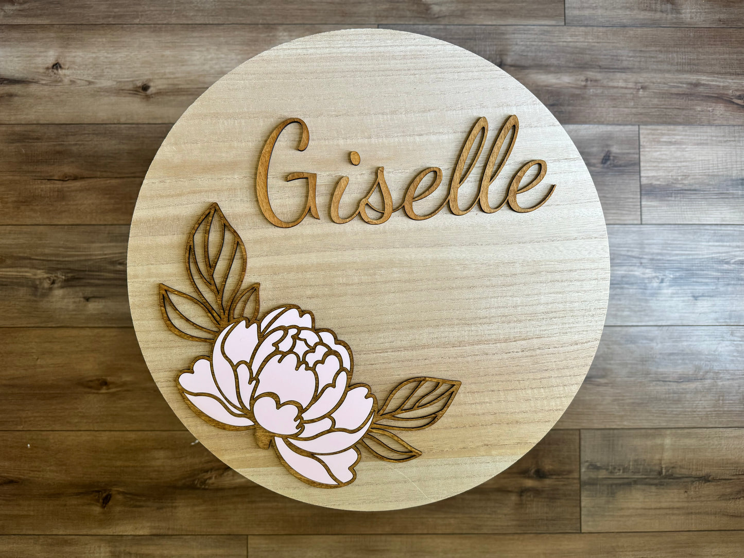 Peony Flower Nursery Baby Name Sign