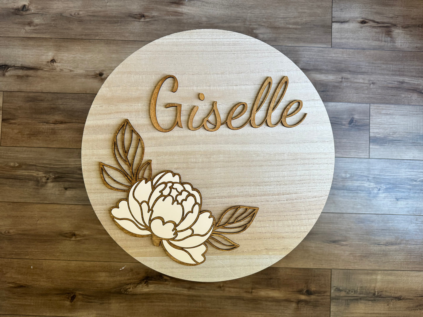 Peony Flower Nursery Baby Name Sign