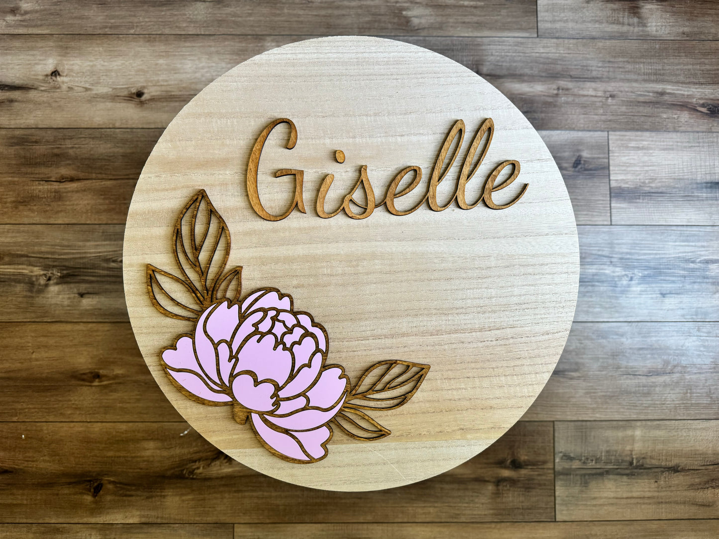 Peony Flower Nursery Baby Name Sign