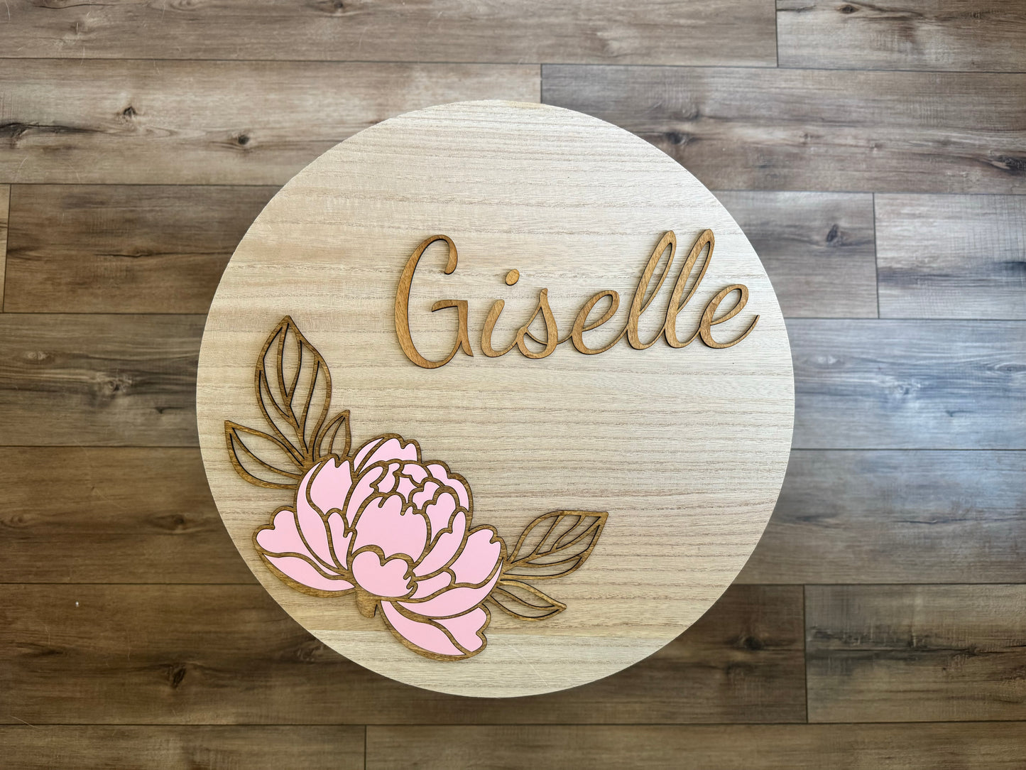 Peony Flower Nursery Baby Name Sign