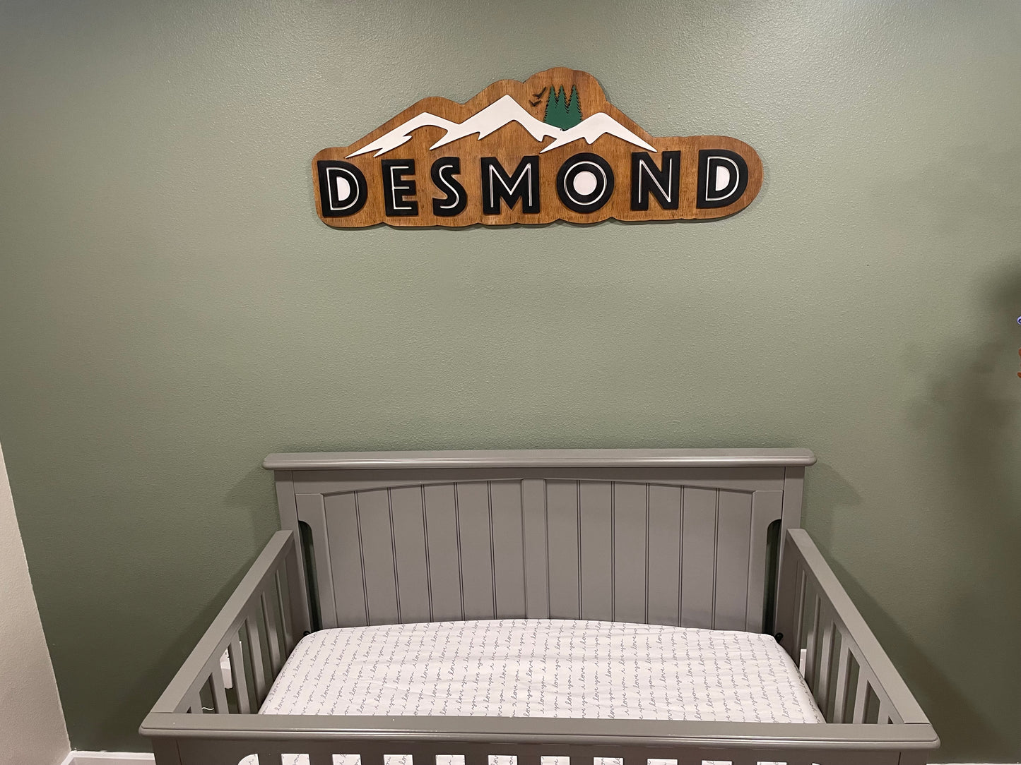 Mountain Nursery Baby Name Sign