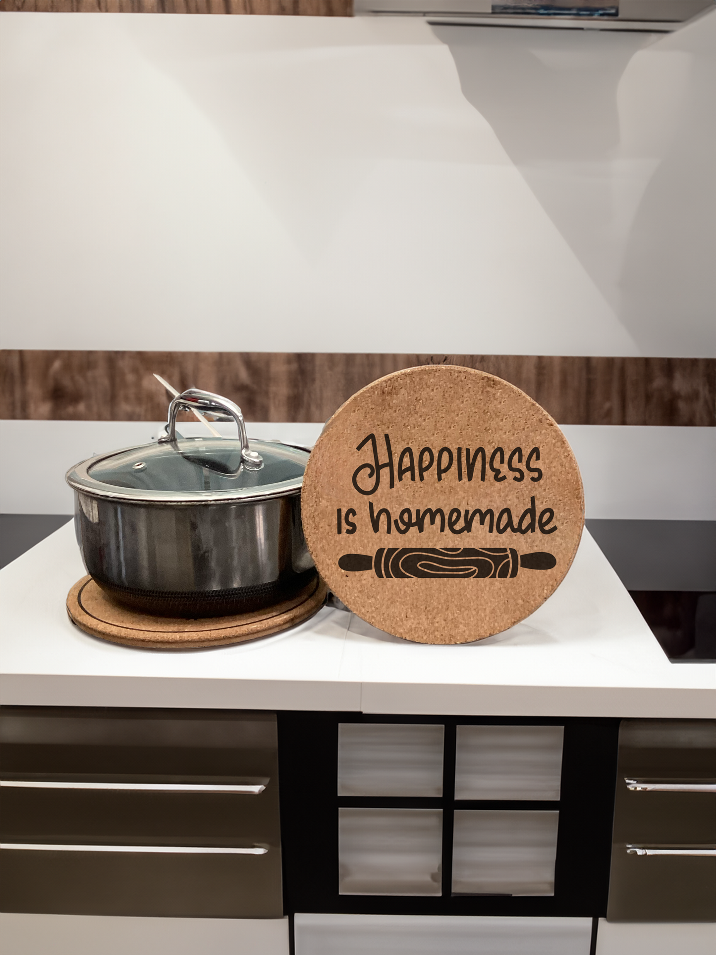 Happiness is Homemade Personalized Cork Trivet - Laser Perfect Creative Studio